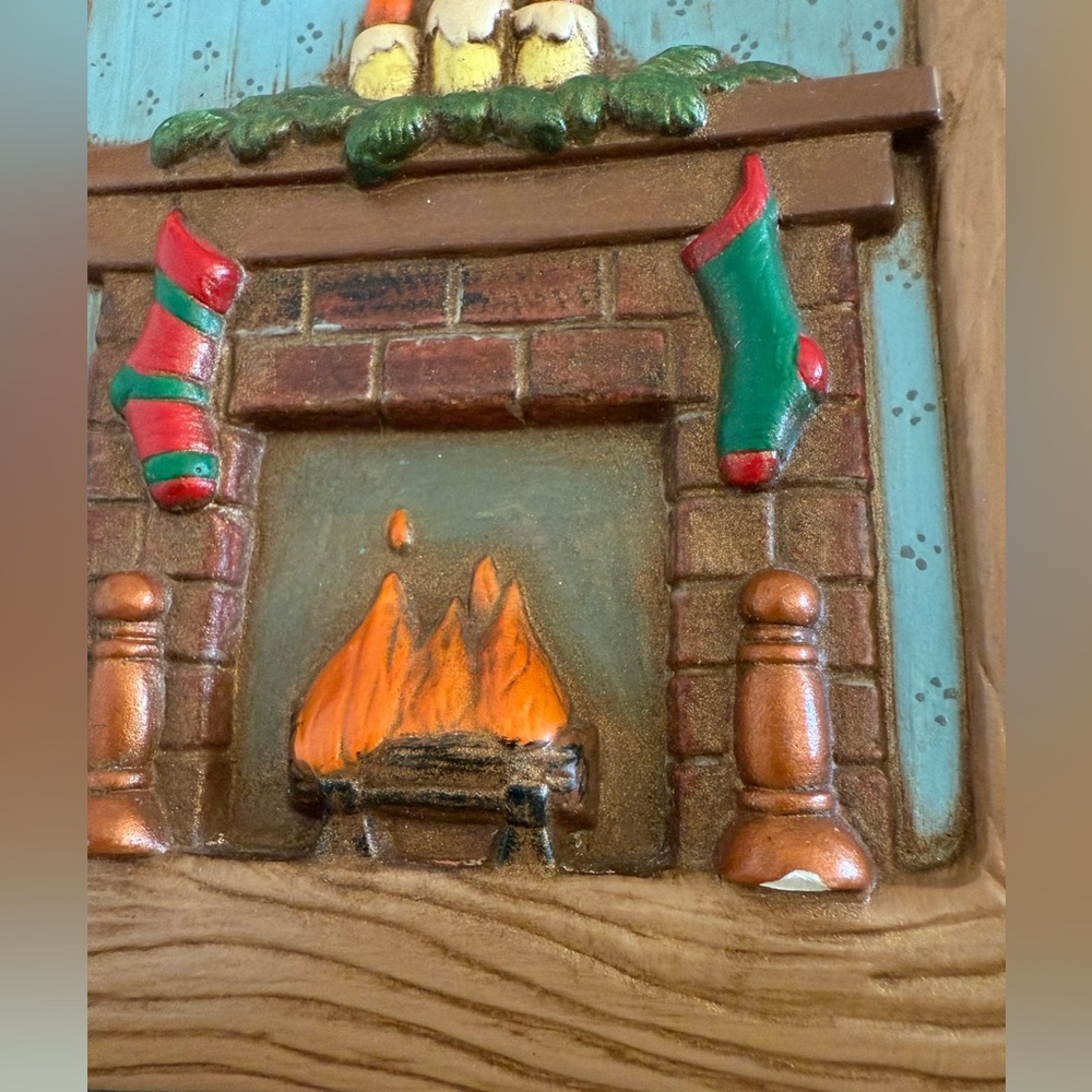 Vintage Festive Holiday Fireplace Ceramic Decor with Holly Accents - Picture 5 of 11